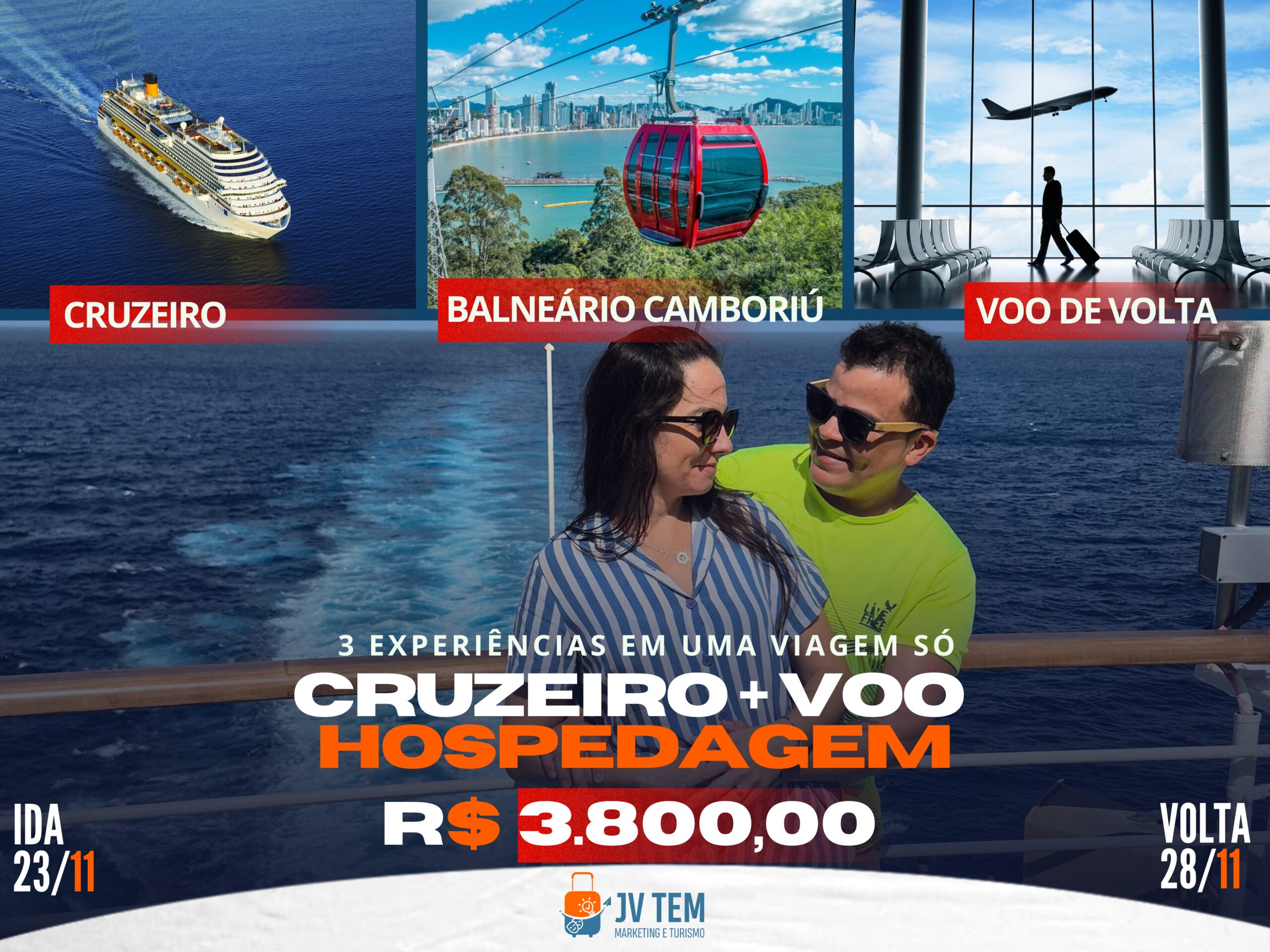 Cruzeiro ++ Itajaí-sc + Hotel em Balneário Camboriú + Transfer + Voo de volta